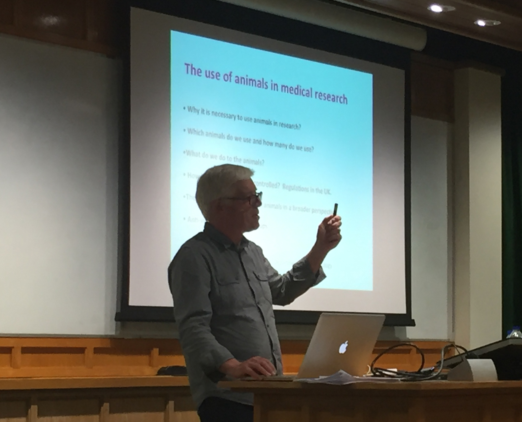 Associate Unit Member Professor Paul Bolam leads a discussion on the use of animals in research.