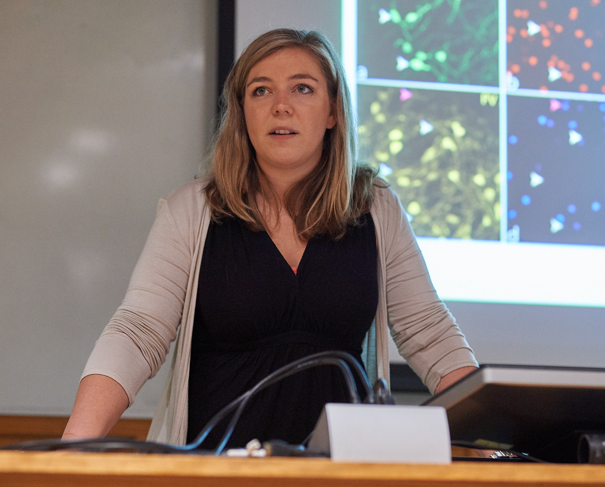 Unit postdoctoral scientist Natalie Doig reiterates the importance of defining the connections between nerve cells in the brain.
