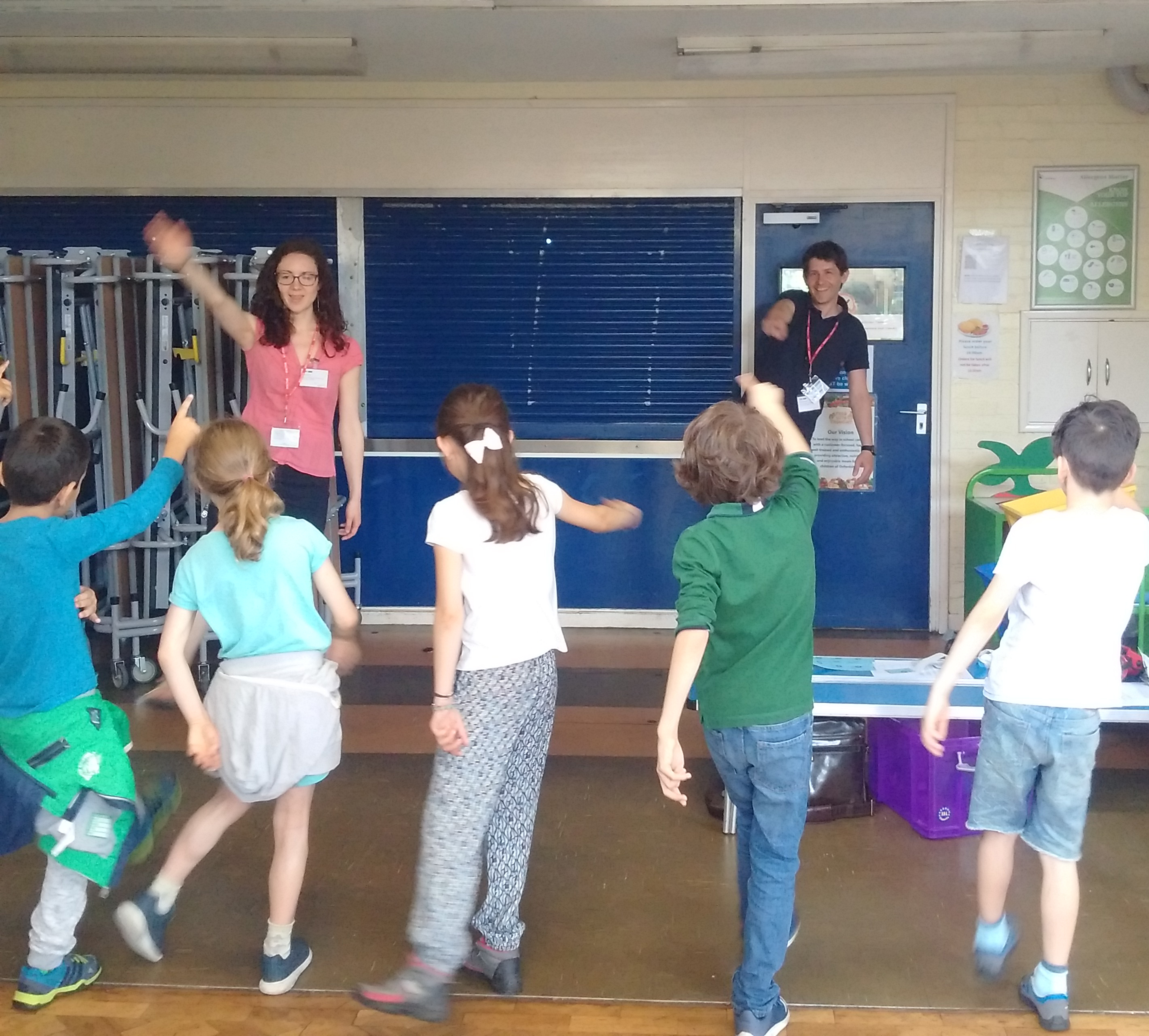 Unit scientists Dr Helen Barron and Dr Stephen McHugh lead pupils in an energetic exploration of how the brain controls movement!