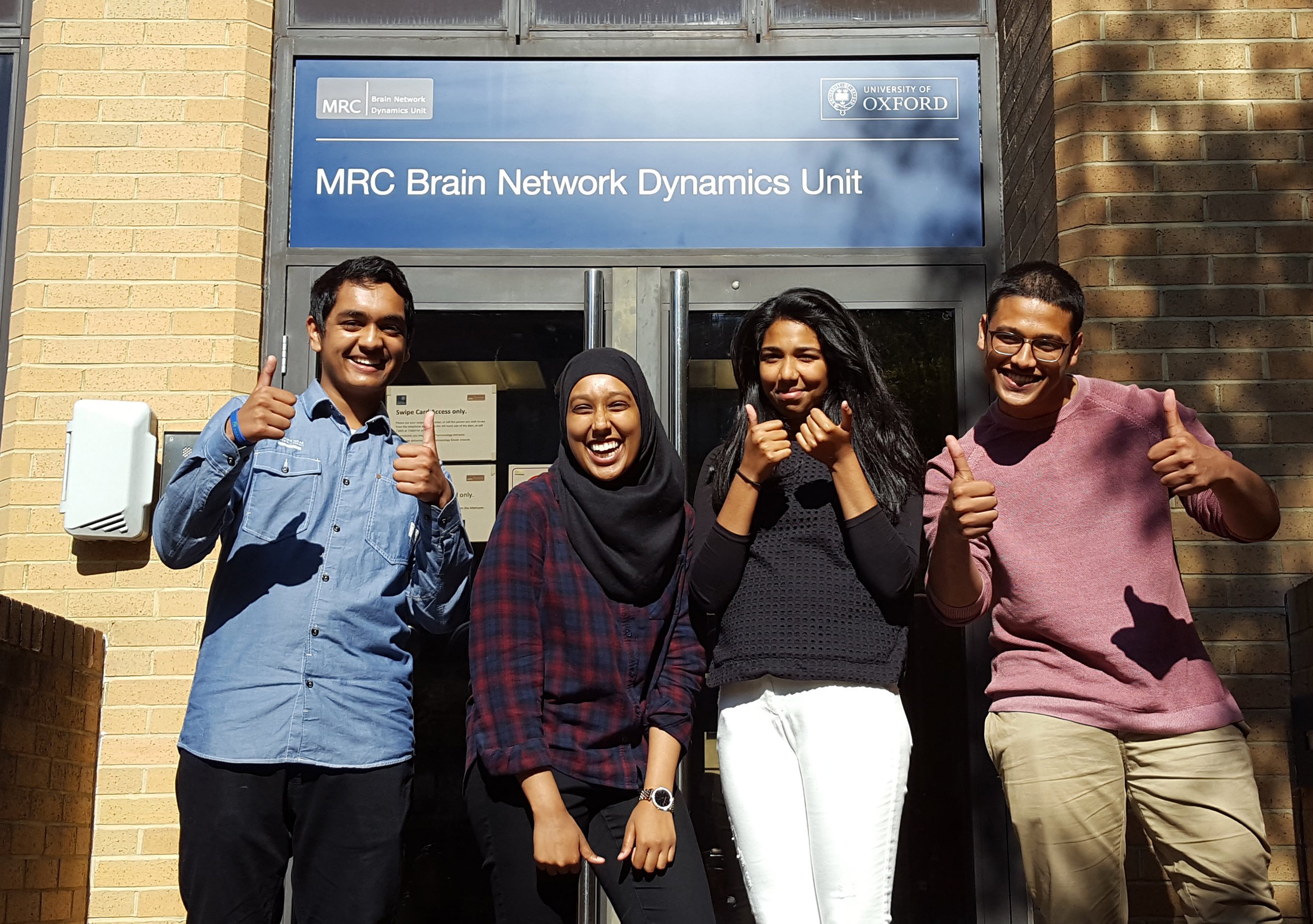 Happy in2scienceUK students at the end of their work-experience placements at the MRC BNDU.