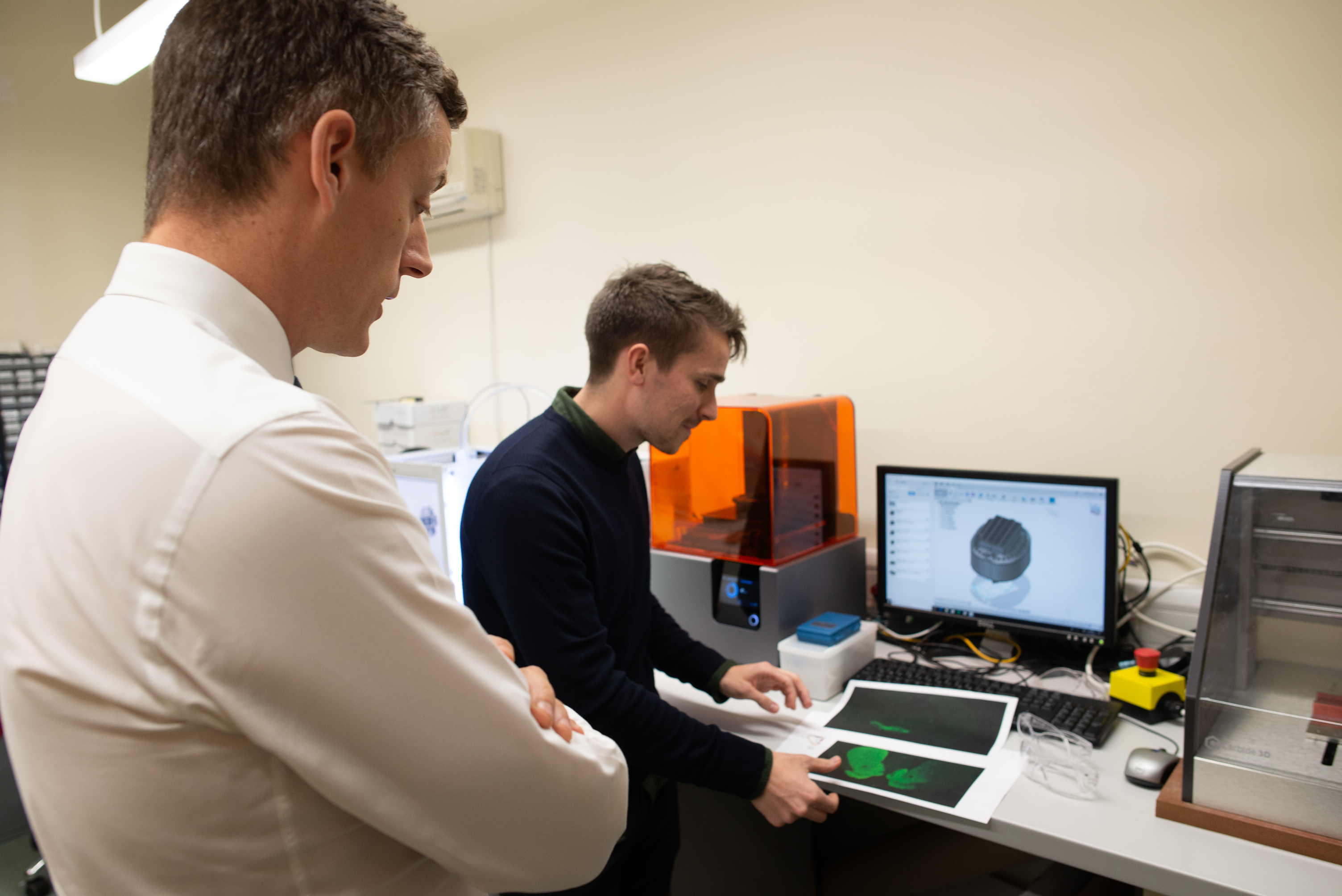 Unit student Max Rothwell demonstrates some of the bespoke tools he uses for elucidating the neuronal basis of abnormal brain rhythms in Parkinson’s.