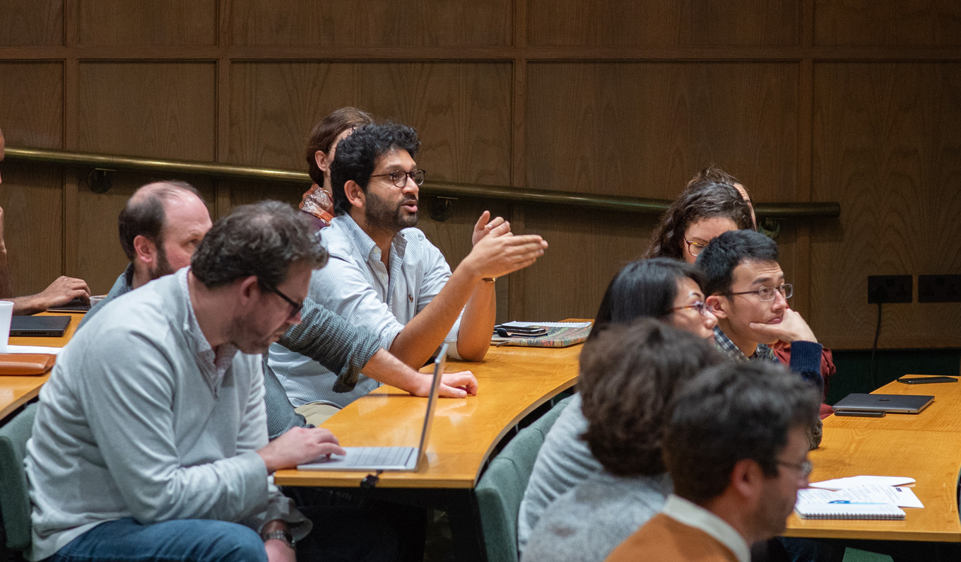 Unit scientist Rahul Shah (centre) takes the opportunity to ask questions at the winter Science Day 2018.