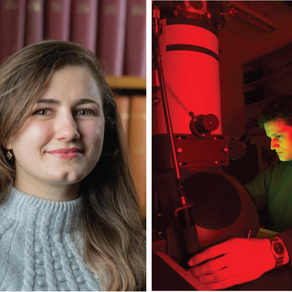 Left, portrait photo of Ioana Grigoras. Right, photo of Ben Micklem.