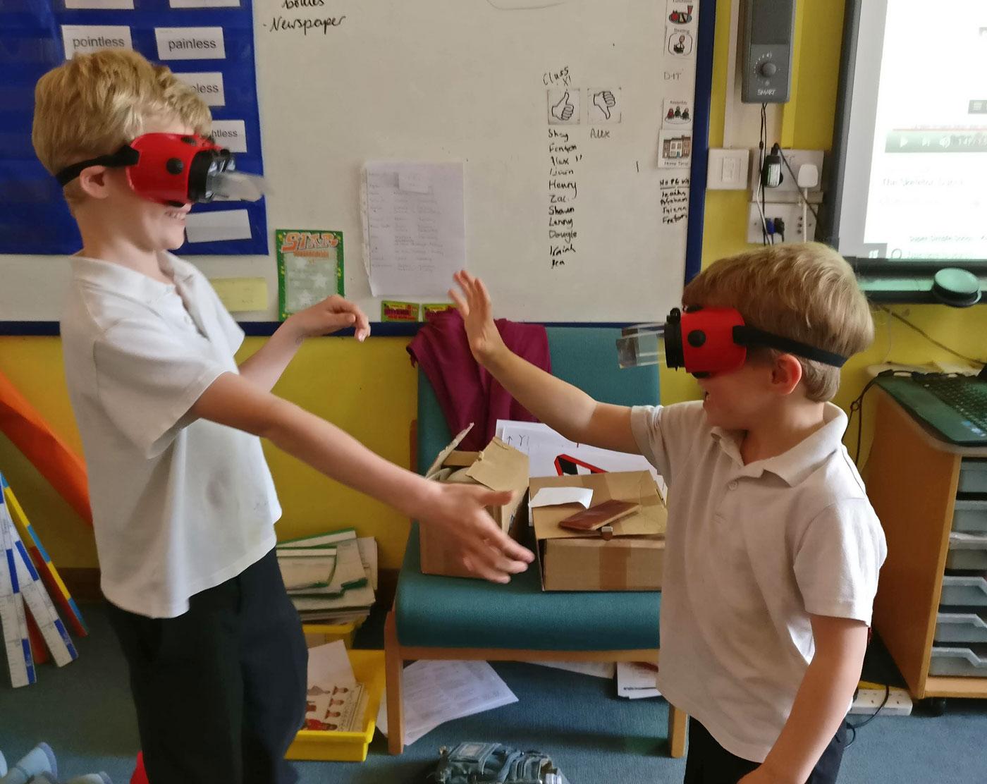 Shaking hands is tricky when you're wearing reversing goggles.
