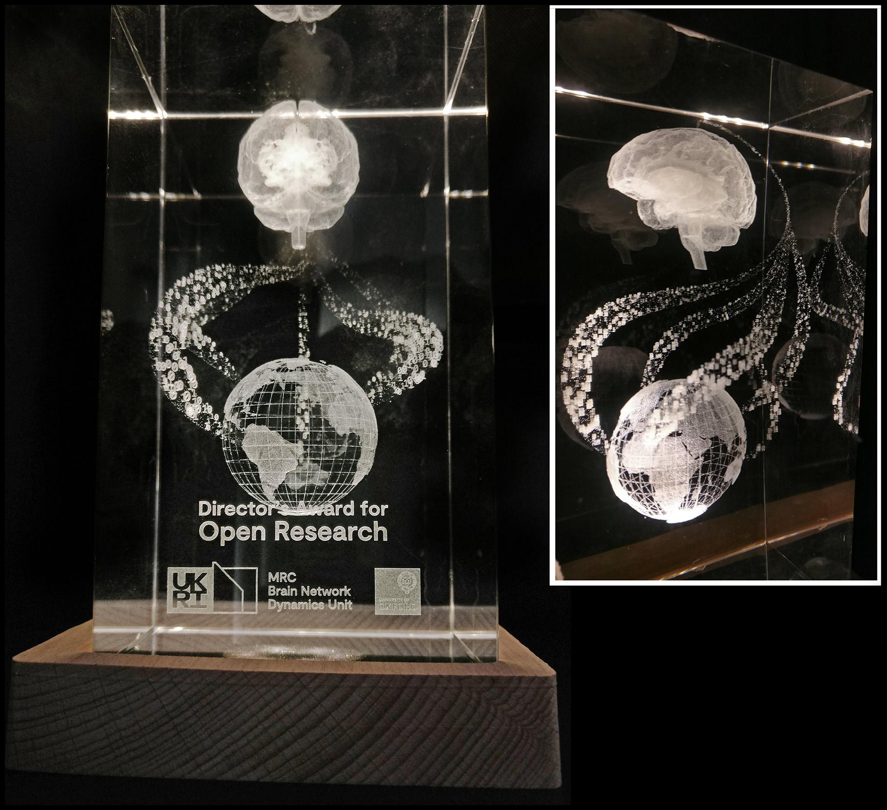 Photograph of the Director's Award for OpenResearch