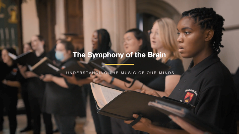 A screen shot from the video The Symphony of the Brain showing singers from The Westminster Choir.