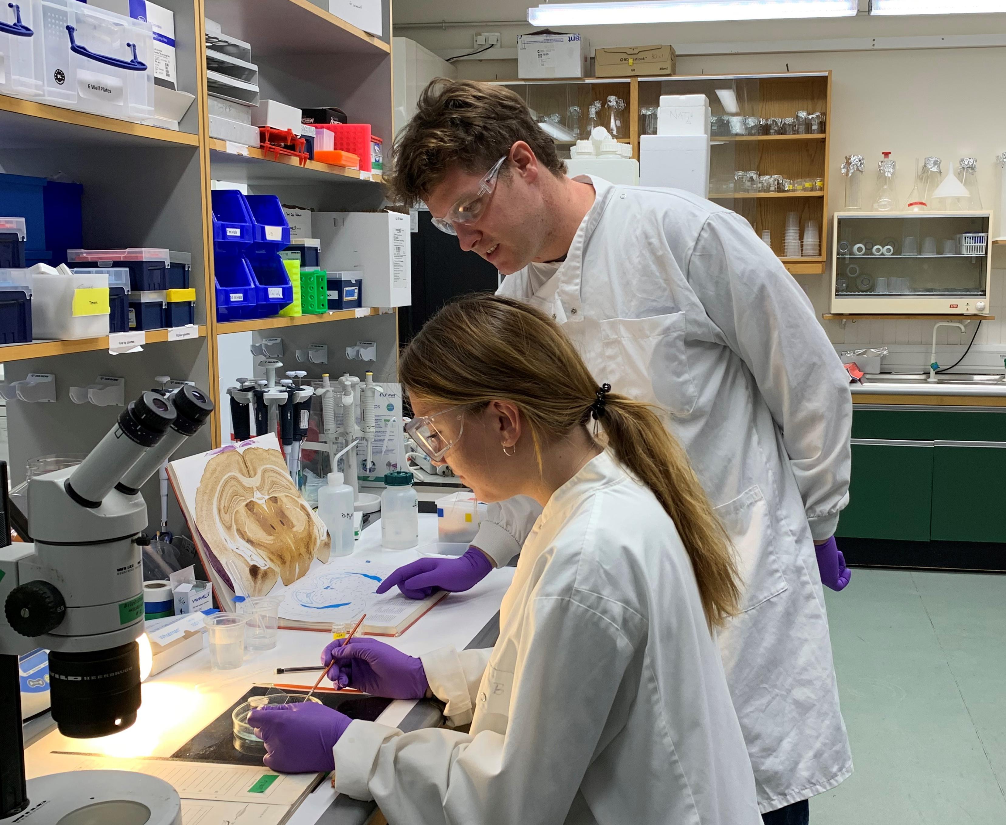 Photo of Liepa and David in the lab