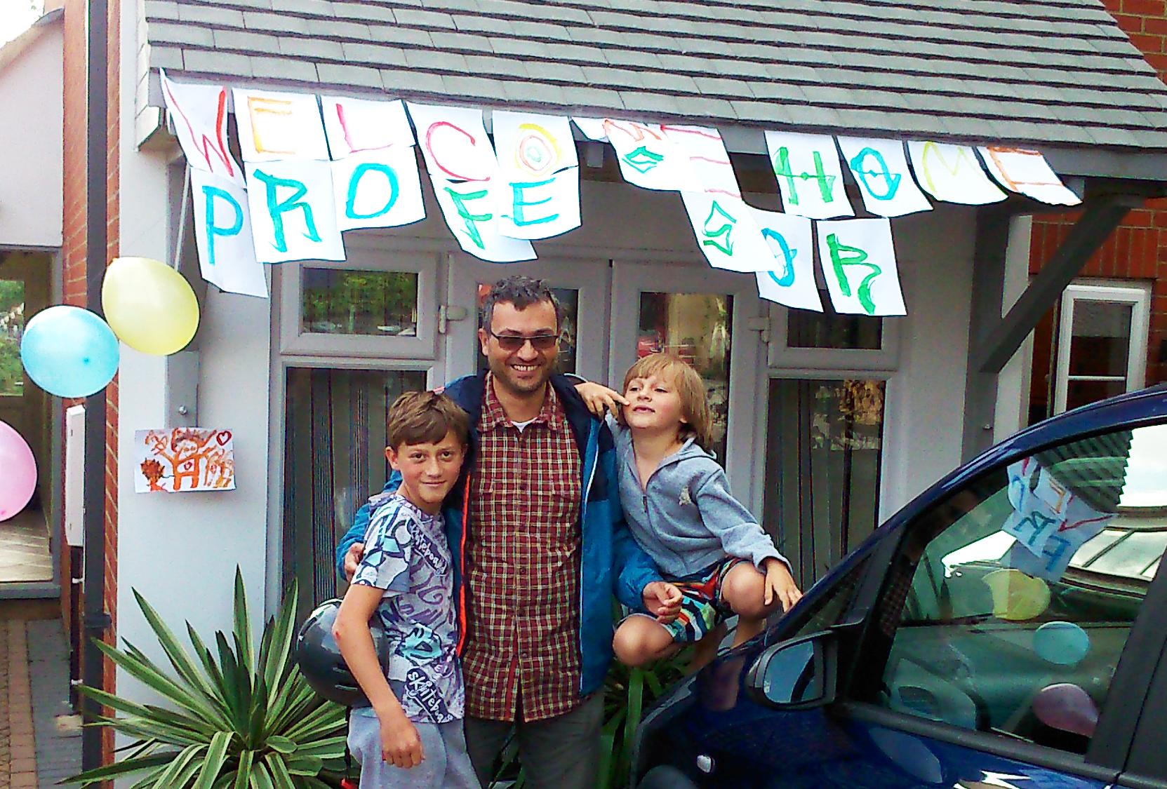 The new Professor celebrates with his sons! A photo of Rafal Bogacz and family
