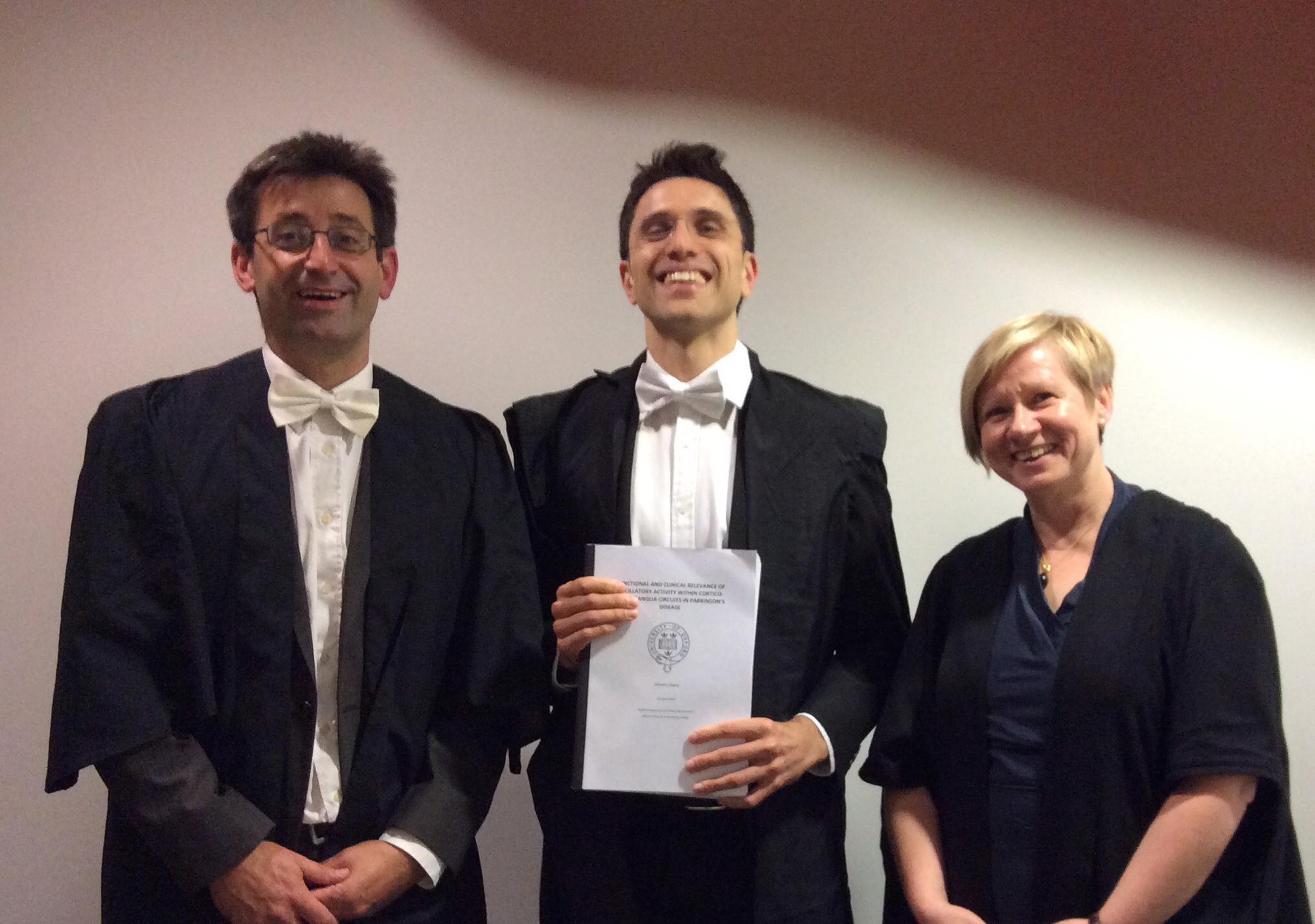 After the viva: the happy student (centre) and two satisfied Examiners. After the viva: the happy student (centre) and two satisfied Examiners.
