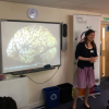 Unit scientist Petra in action at Larkrise Primary School, June 2018