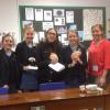 Natalie Doig and Emilie Syed with pupils at the Headington School Biology Club.