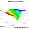 Phase response to stimulation along both the tremor oscillation phase axis and the tremor oscillation amplitude axis